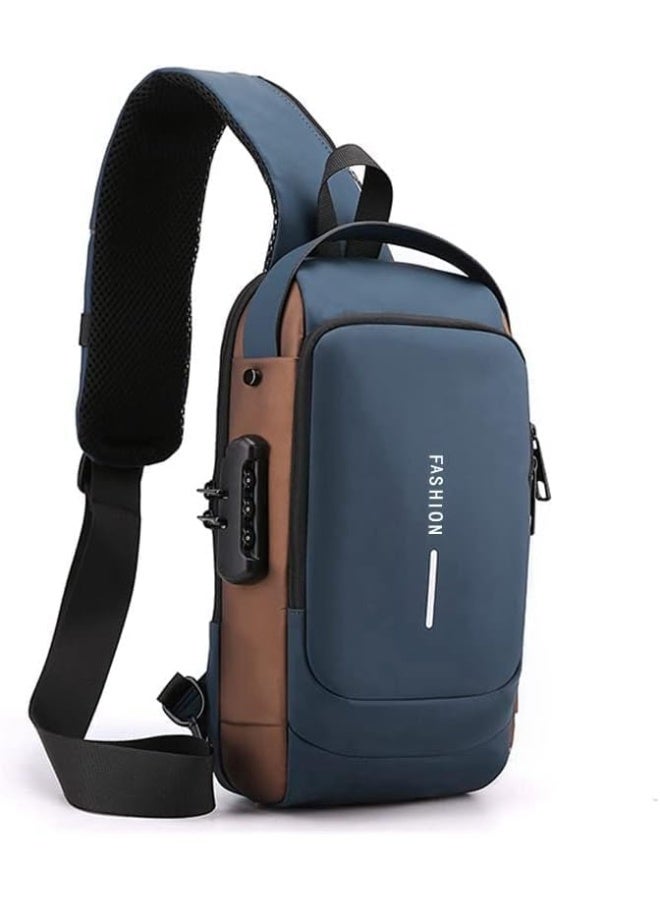 Men's shoulder bag, crossbody bag, back and chest bag, waterproof and anti-theft, with USB charging - Image 1